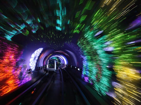 The main purpose of any tunnel is to get you from Point A to Point B quickly, and the people behind the Bund Sightseeing Tunnel in Shanghai wanted to make the journey across -- or rather below -- the Huangpu River. This rather bizarre tourist attract