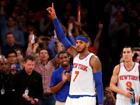 Carmelo Anthony broke Bernard King's single-game Knicks scoring record.