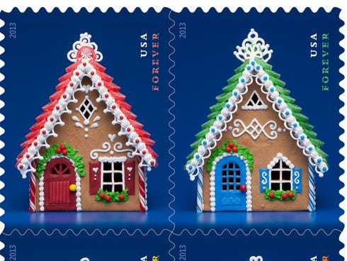 Gingerbread Houses Forever Stamps.