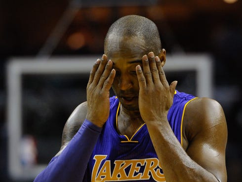 Lakers guard Kobe Bryant is out for about six weeks after injuring his left knee against the Grizzlies on Tuesday.