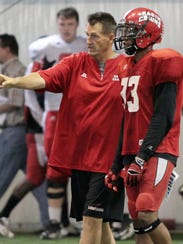 UL assistant coach David Saunders is shown here giving