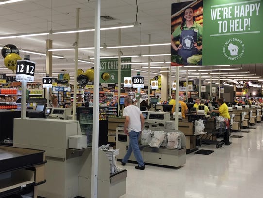 A view of the checkout area inside the newly renovated