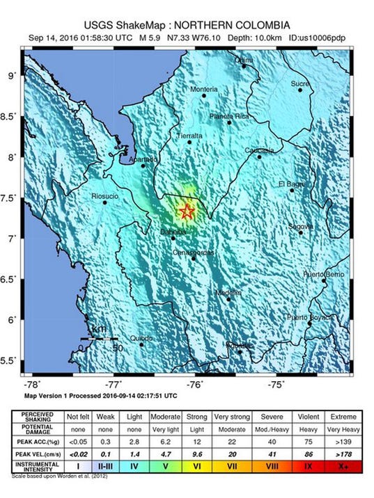 EPA COLOMBIA EARTHQUAKE DIS EARTHQUAKE COL