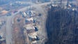 An aerial view shows destroyed buildings in the Starr