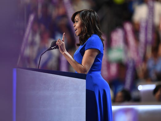 First lady Michelle Obama addresses delegates on day
