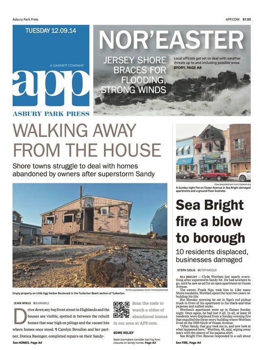 Asbury Park Press front page