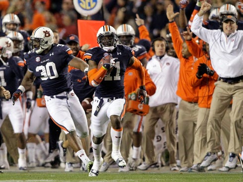 Chris Davis' return of a missed field goal attempt against Alabama launched the Iron Bowl finish into lore and Auburn into contention for a BCS national championship berth.