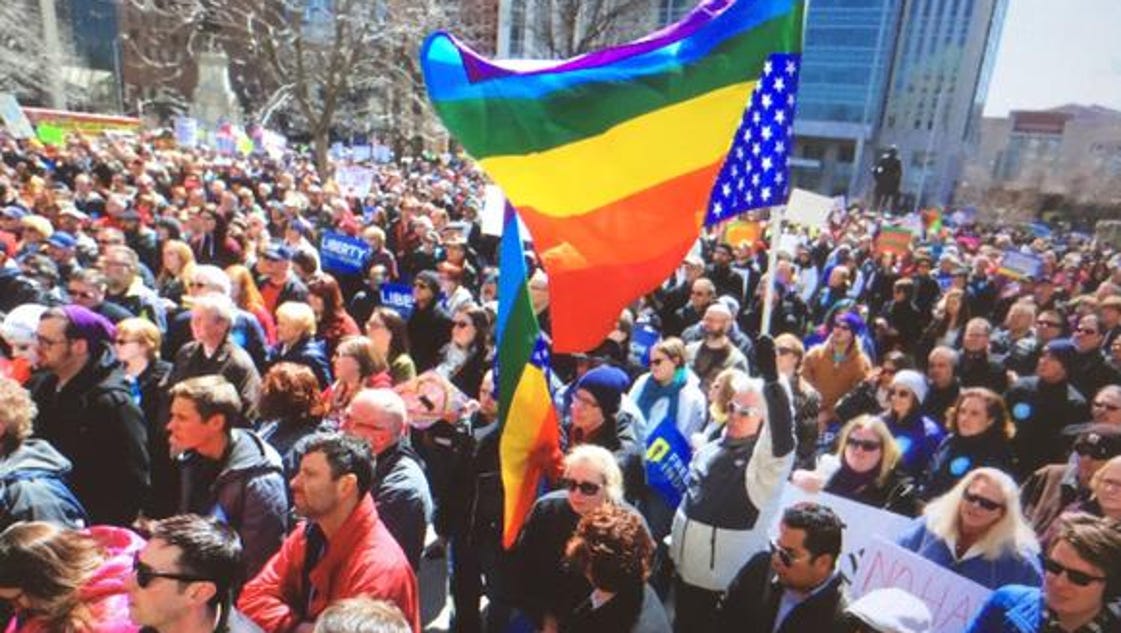 Thousands Protest Religious Freedom Law In Indiana