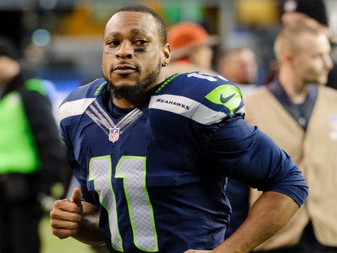 Seattle Seahawks wide receiver Percy Harvin (11) jogs off the field after the game between the Seattle Seahawks and the Minnesota Vikings at CenturyLink Field in Seattle.  Harvin had one catch for 17 yards in his only game of the season.