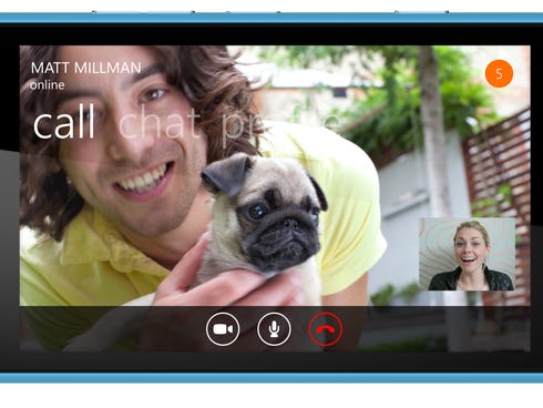 The app Skype running on a Windows smartphone.