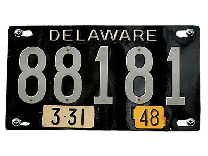 Delaware license plates through the years