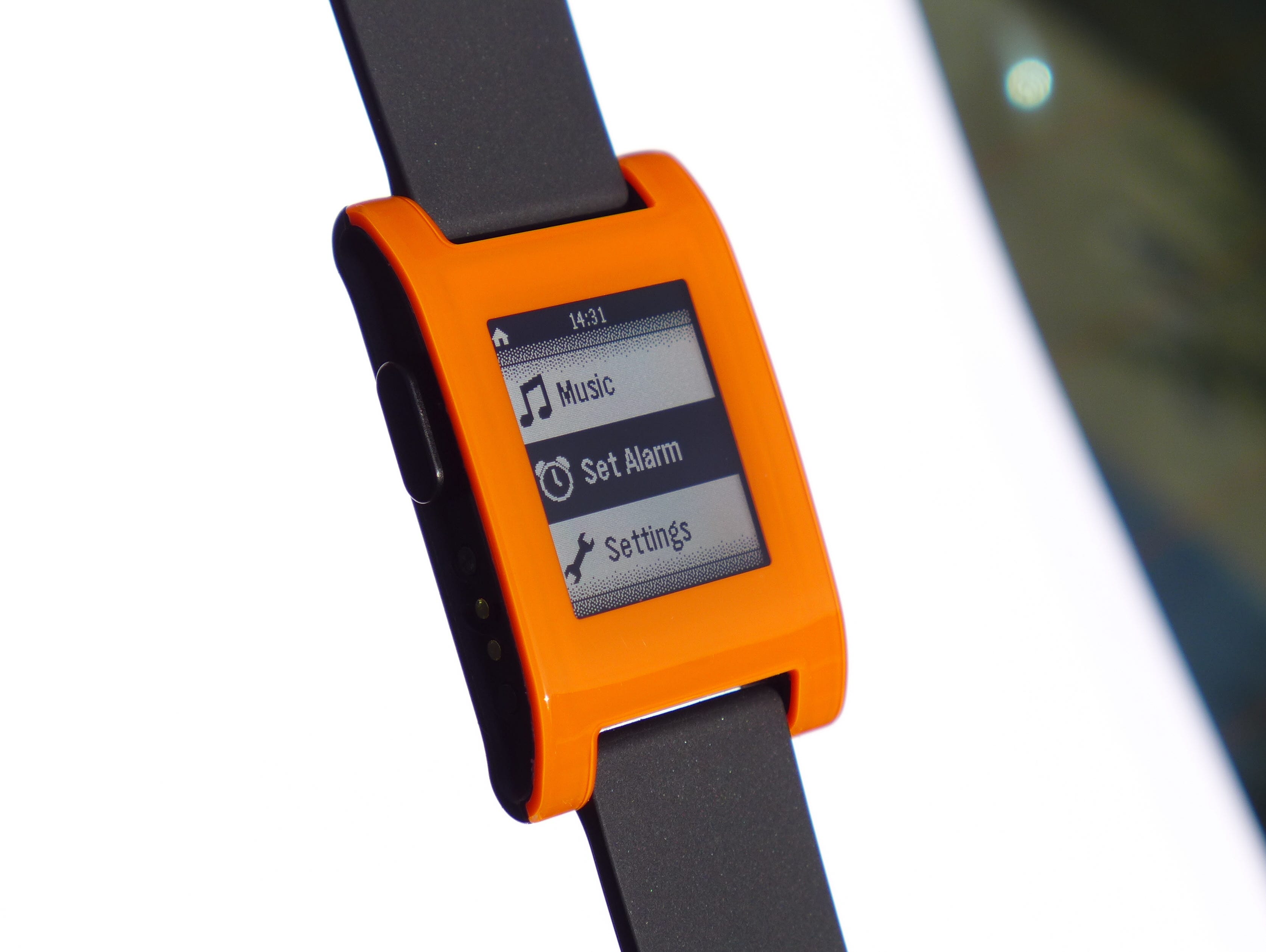 The Pebble smart watch.