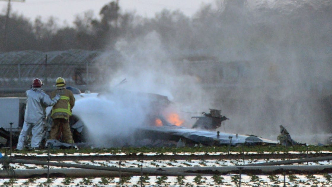 Military plane crashes near California base; 1 dead