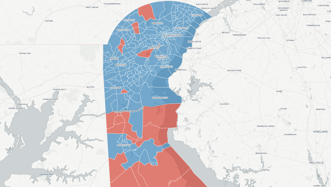 Delaware presidential race results by election district