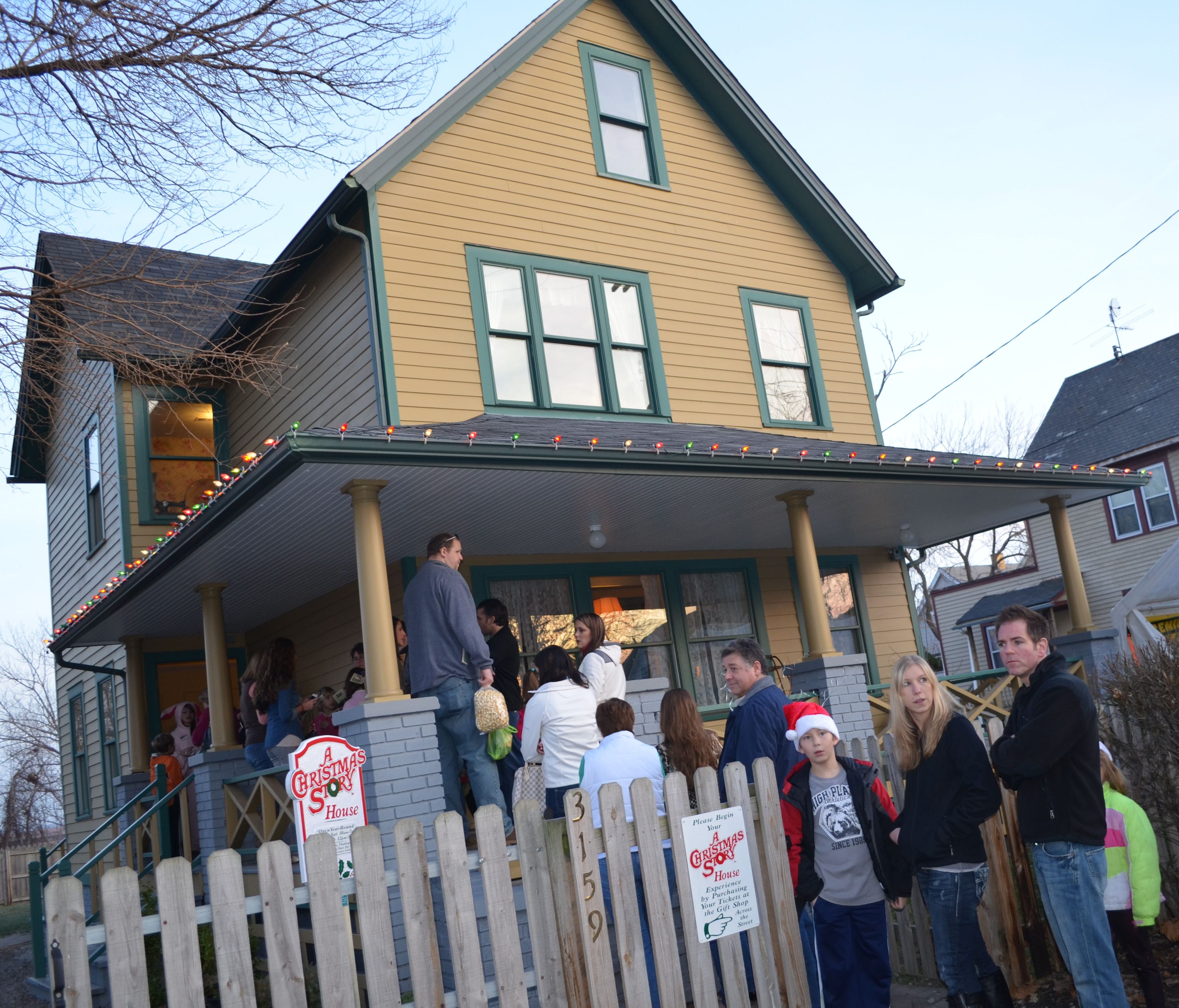 Crowds gather outside the Cleveland home used in the filming of the 1983 movie, 'A Christmas Story.'