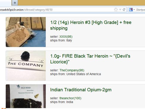 Investigators from the Digital Citizens Alliance, a non-profit consumer group, captured this screenshot showing drugs for sale in the Silk Road online marketplace.