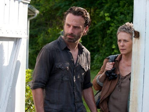 Rick Grimes (Andrew Lincoln) and Carol (Melissa Suzanne McBride) in AMC's 'The Walking Dead.'