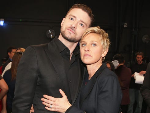 Ellen DeGeneres Justin Timberlake attend the 40th Annual People's Choice Awards at Nokia Theatre L.A. Live on Jan. 8, 2014 in Los Angeles.