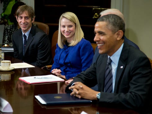 President Obama meets with Yahoo CEO Marissa Mayer and other technology executives in the White House on Tuesday.