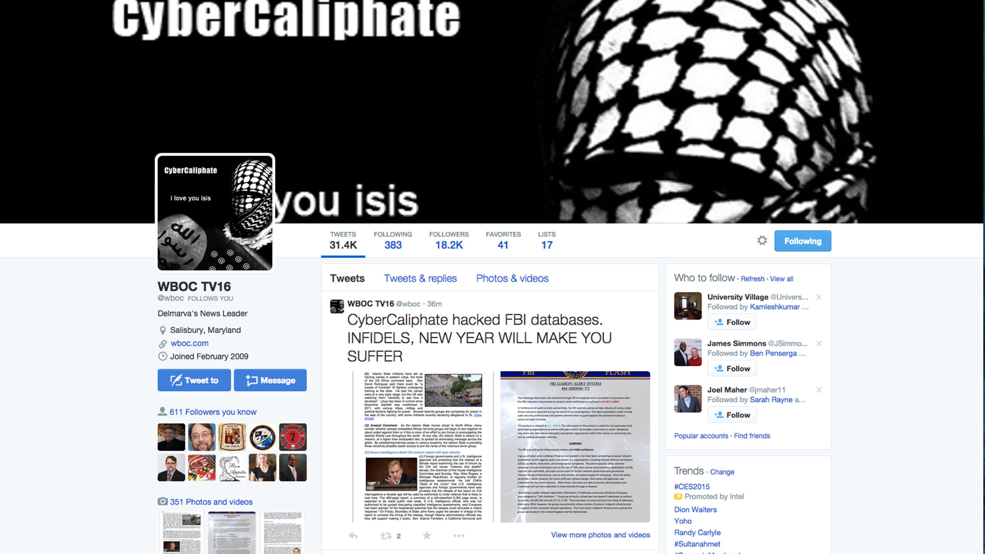 Md Stations Twitter Website Hacked By Isil Supporters