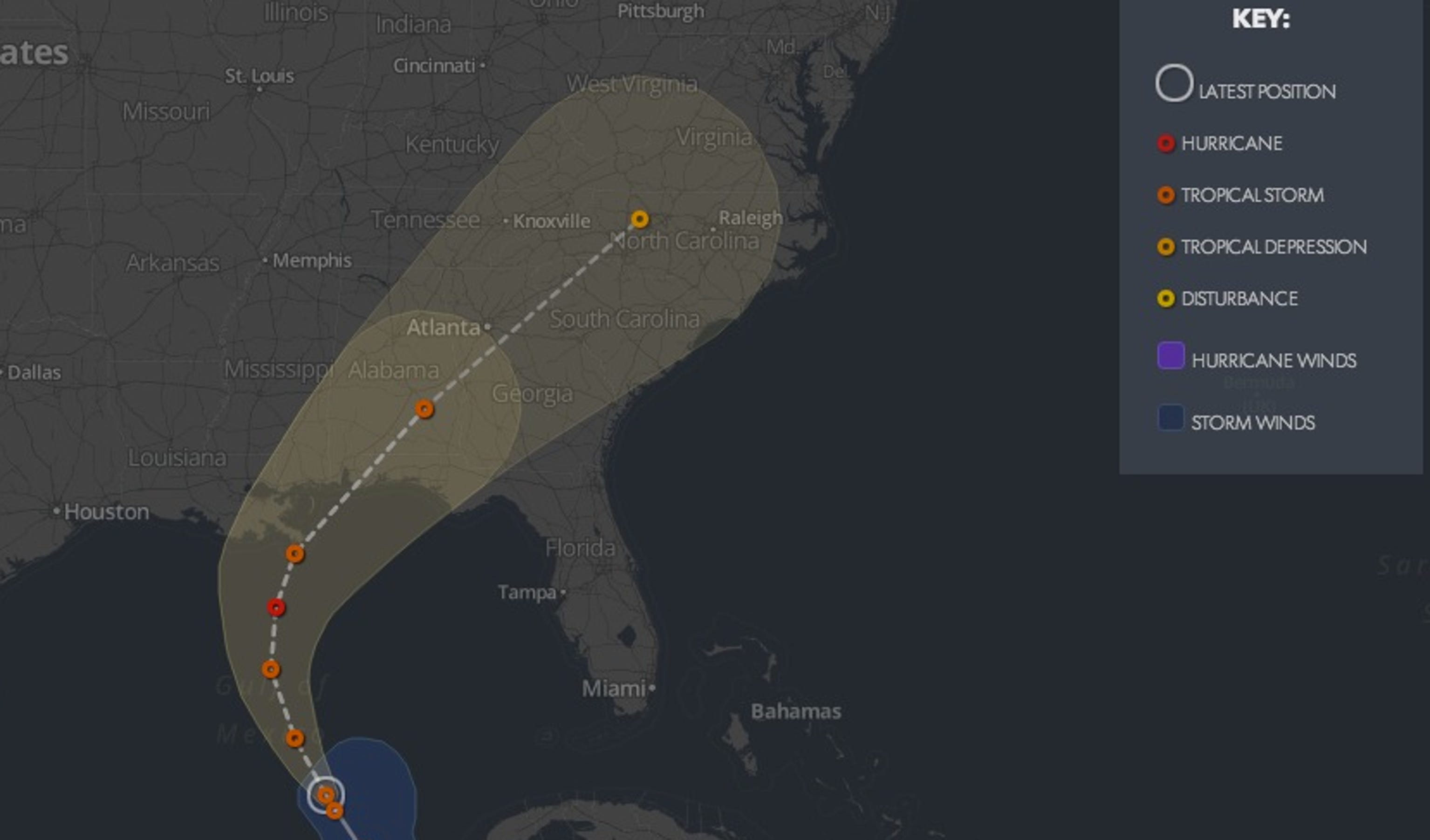 Interactive Track current tropical storms & hurricanes