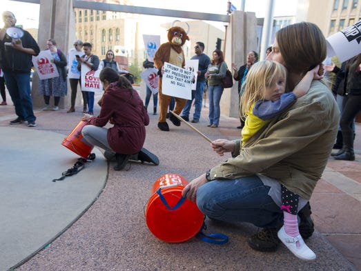 Bob Davis, with his daughter, Penelope, 4, both of