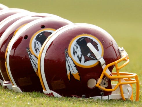 Washington Redskins helmets.