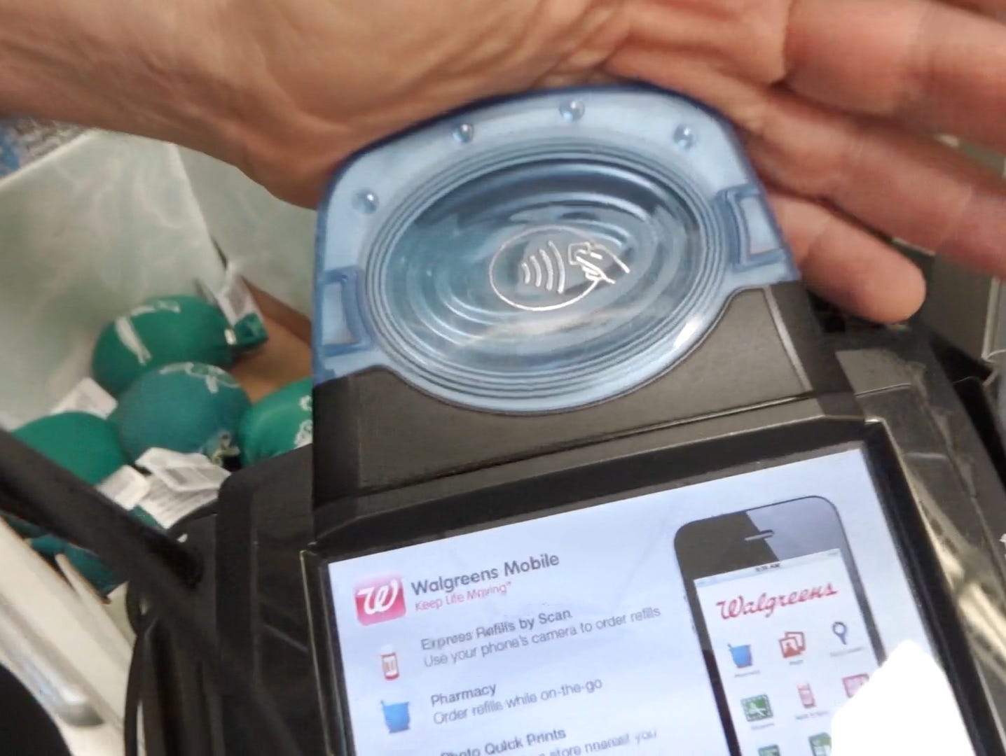 NFC pinpad at Walgreens to pay with Apple Pay or Google Wallet