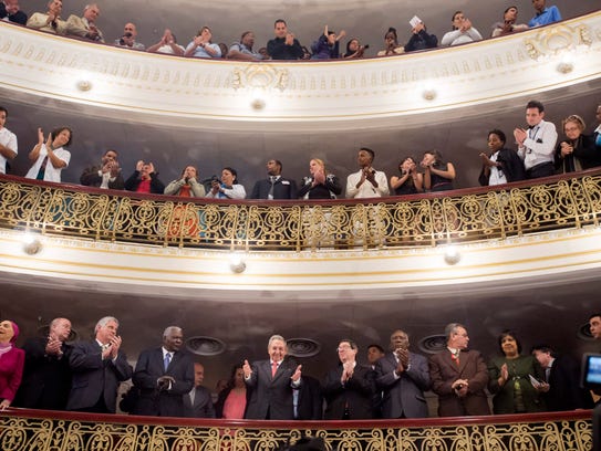 One of many ovations received by Pres. Obama in his Havana's speech