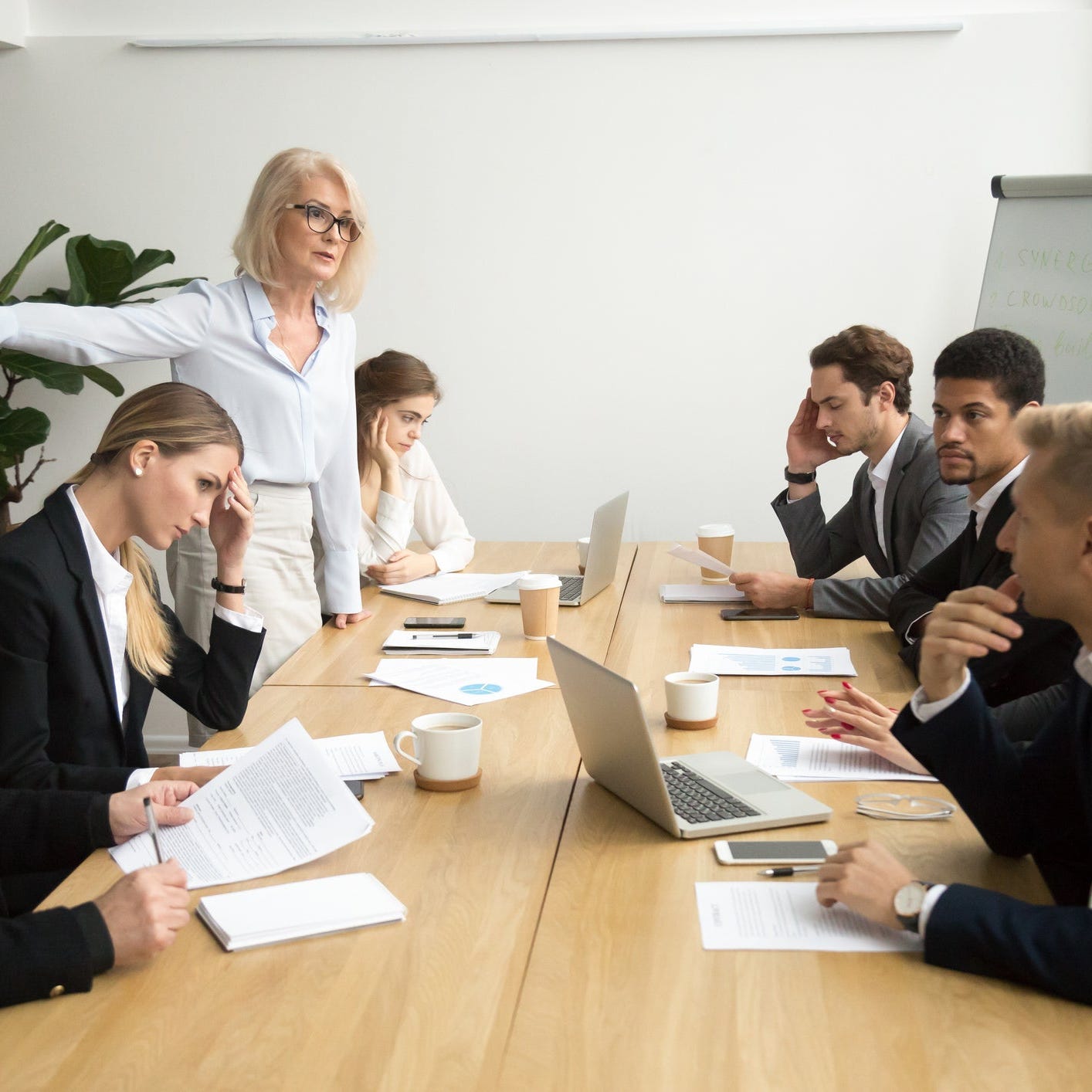 Meeting with upset board members.