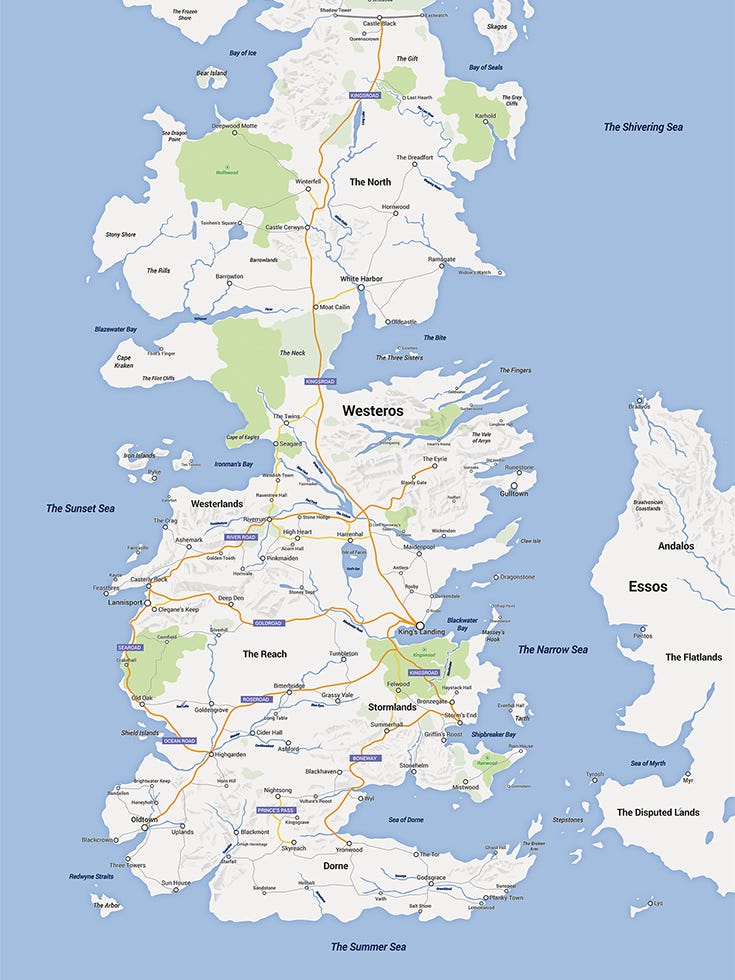 Full Map Of Westeros And Essos Recalculating... This 'Game Of Thrones' Fan Created A Totally Plausible  Google Map Of Westeros