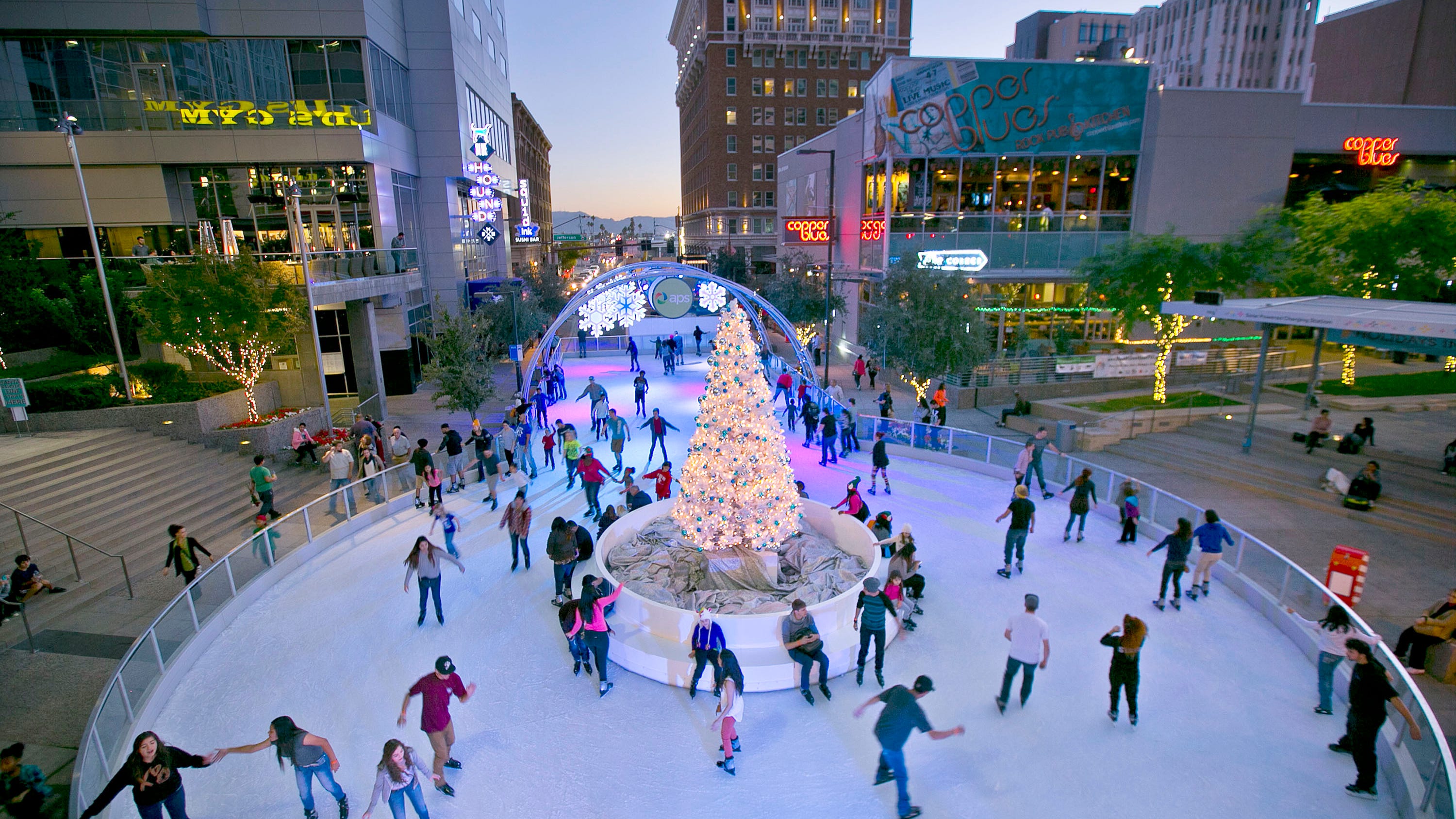 Take a spin downtown in Phoenix on CitySkate ice rink