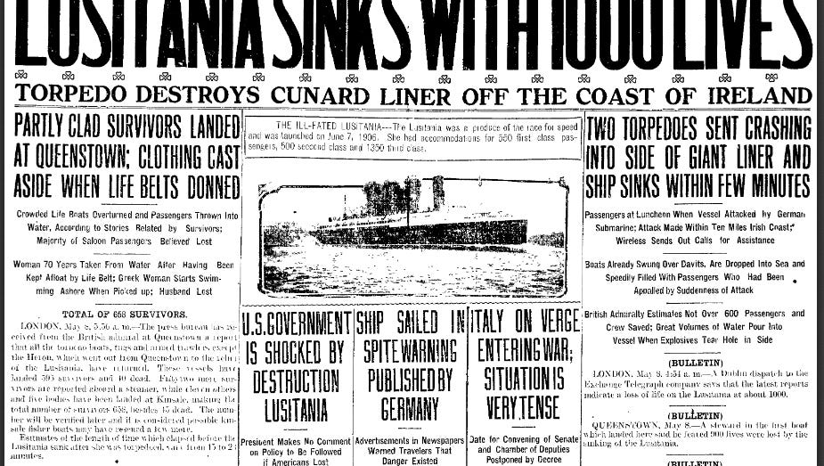 lusitania warning advertisement