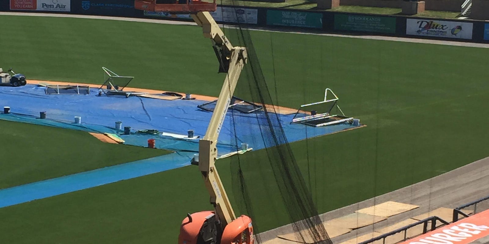 Netting Installed At Blue Wahoos Stadium