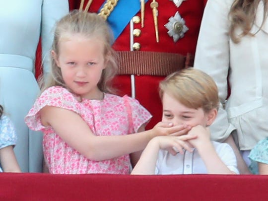   At the annual Color Parade on June 9, 2018, Prince George and his cousin Savannah Phillips were watching from the balcony of Buckingham Palace, but Savannah thought he was talking too. 