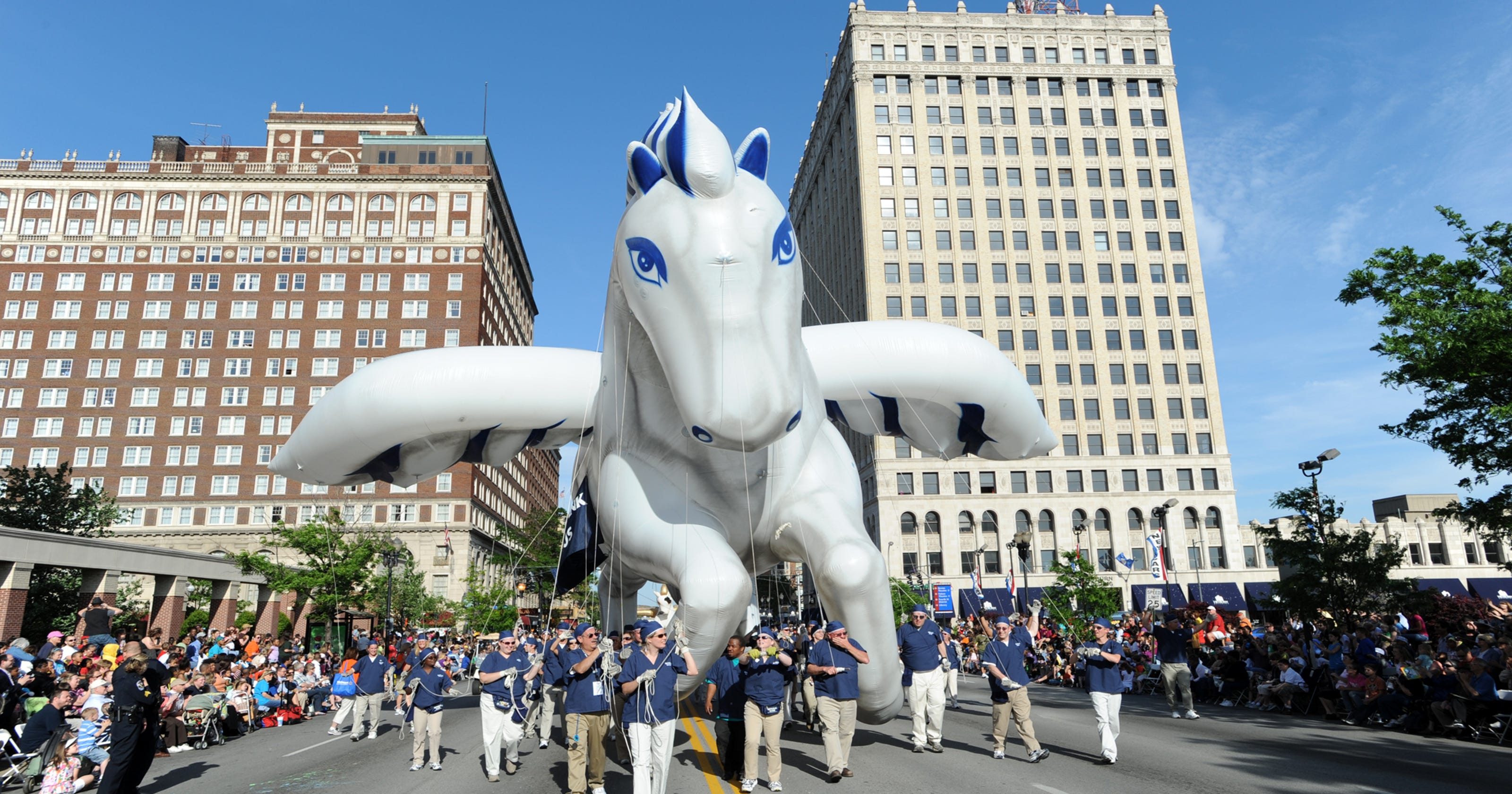 The pegasus parade thursday in Louisville will have more floats and 26