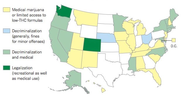 Miss. Among 14 States With Progressive Marijuana Laws