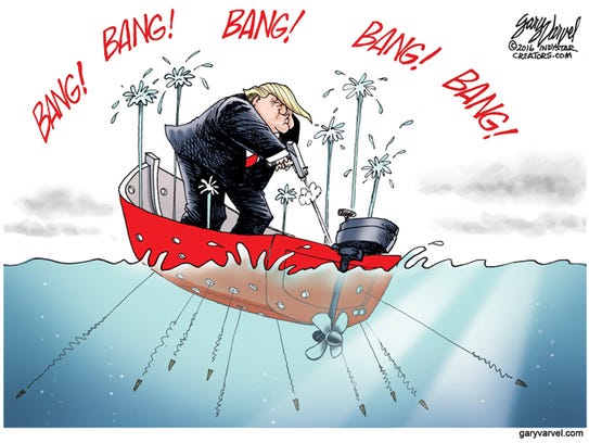 Cartoonist Gary Varvel: Donald Trump campaign boat