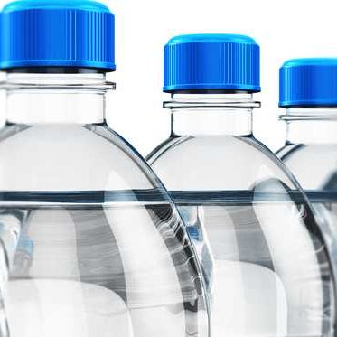 A row of bottled water.
