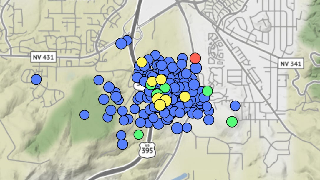 South Reno earthquake swarm 230 quakes and counting