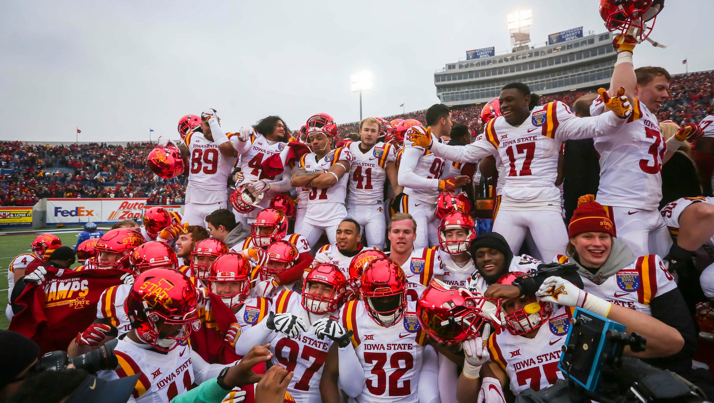 WATCH Liberty Bowl stage collapses as Iowa State celebrates victory