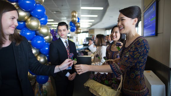 Passengers check in for the longest flight in the world,