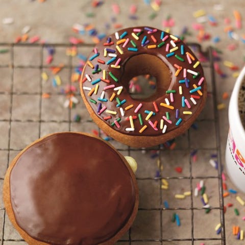 Dunkin Donuts coffee and and doughnuts