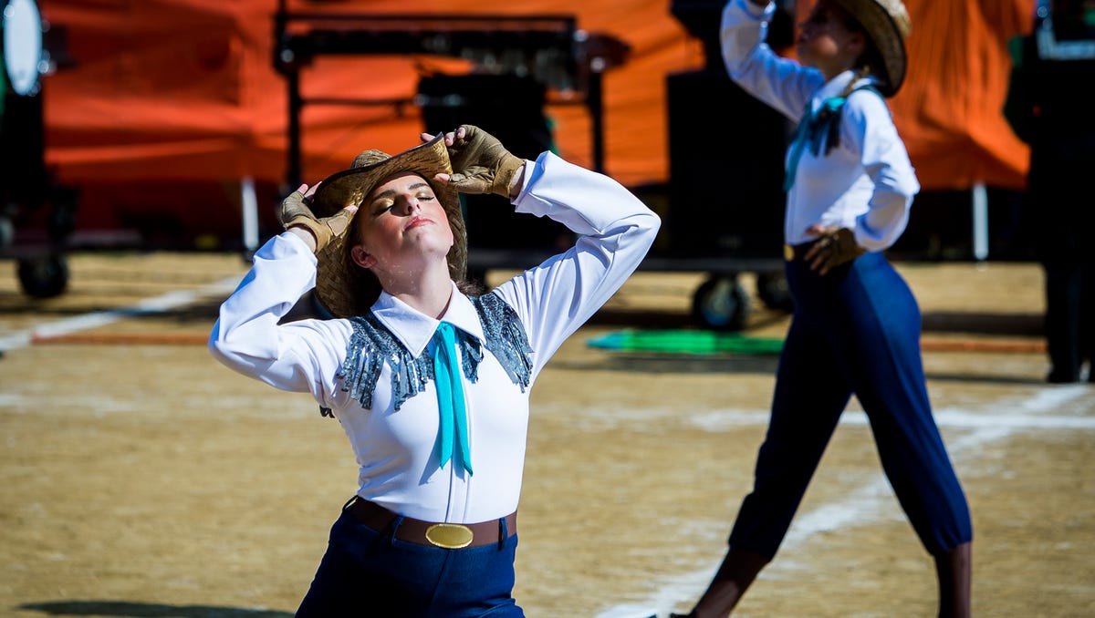 Local marching bands compete during Band Day at the Indiana State Fair