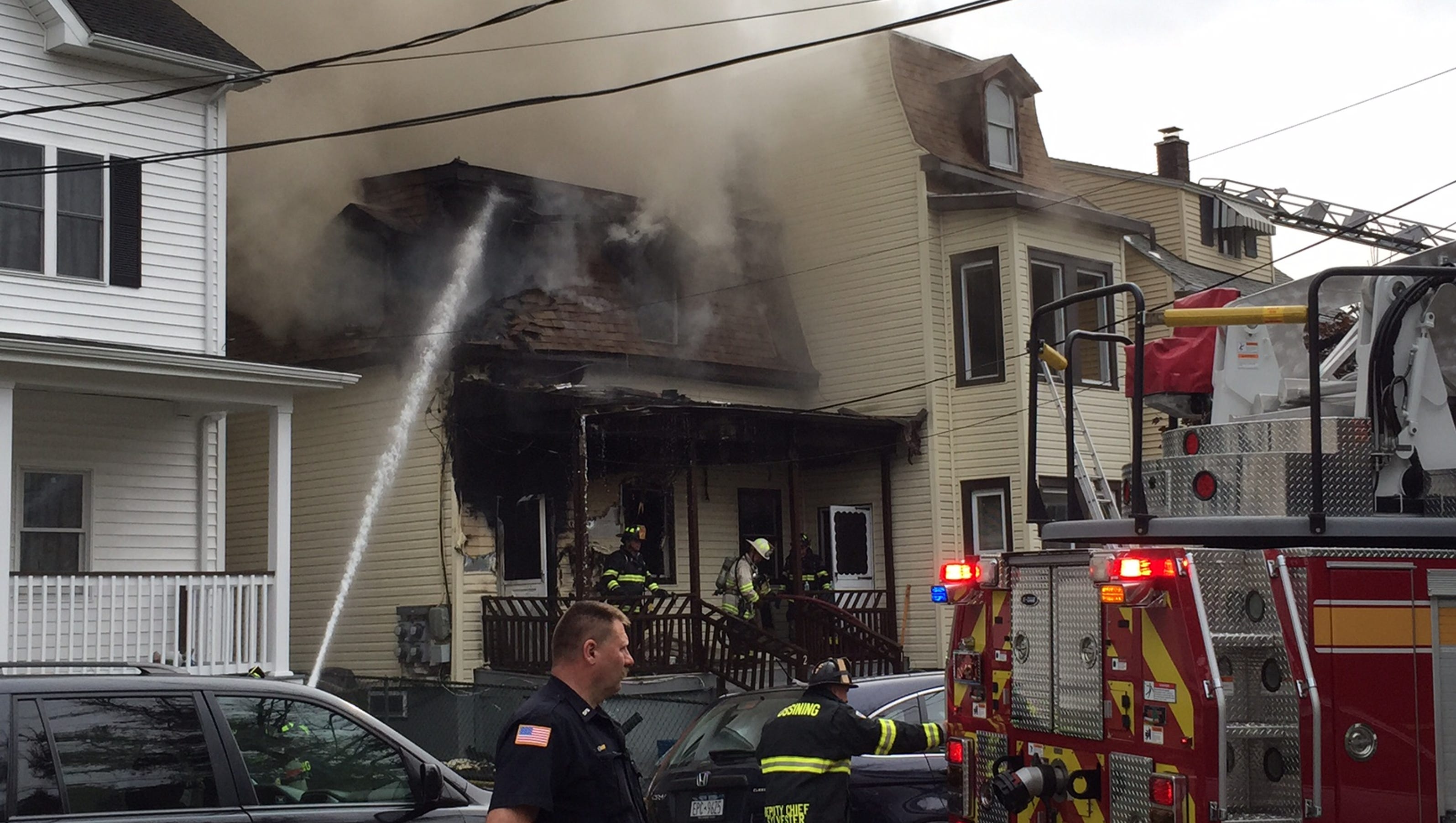 Ossining smoky fire burning 2 houses