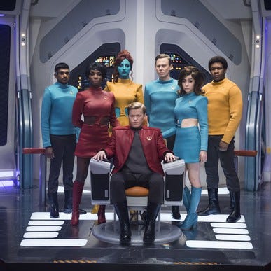 The cast of the award-winning  Black Mirror  episode " USS Callister ."