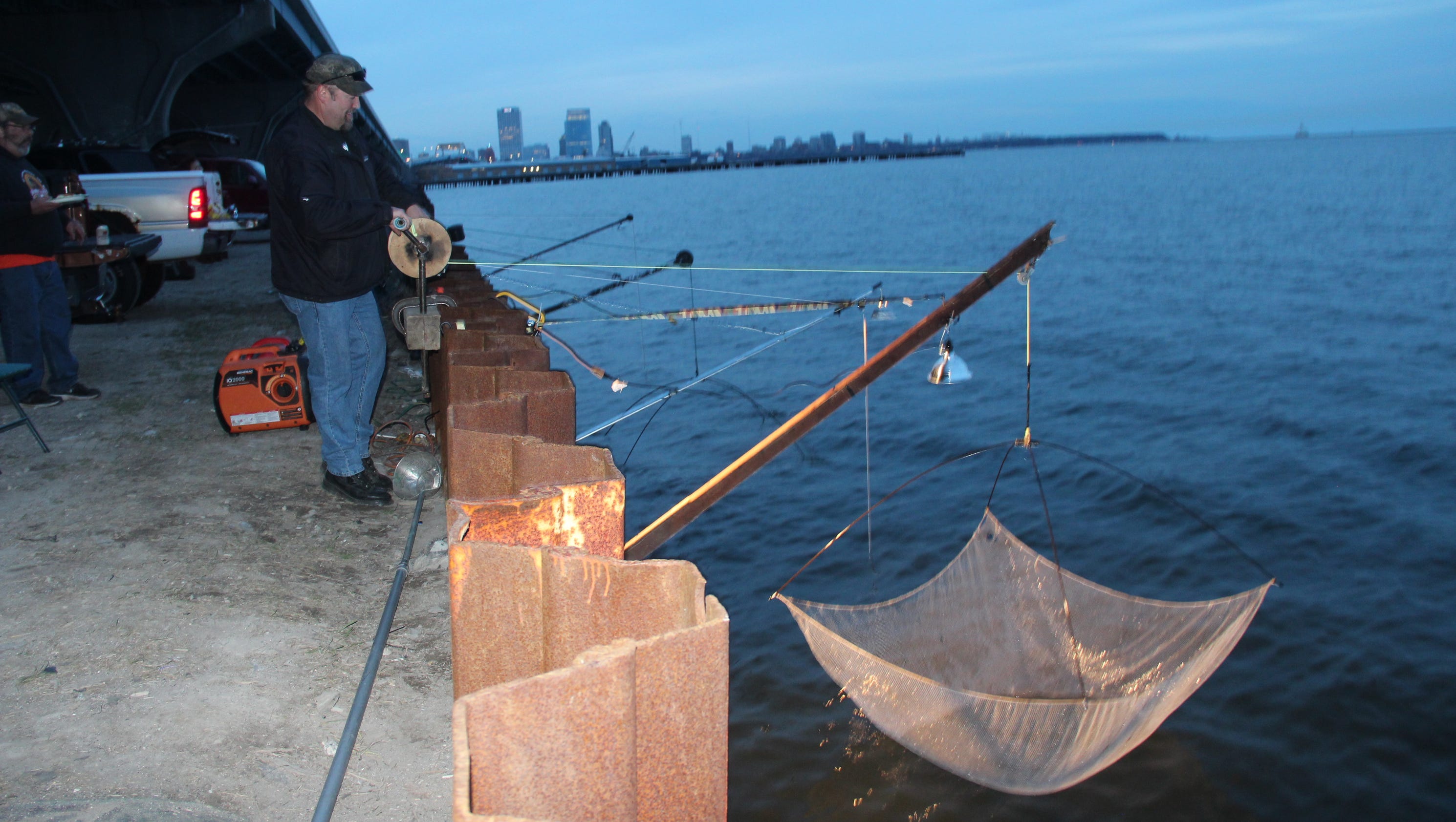 Smelt fishing on the Milwaukee shore of Lake Michigan