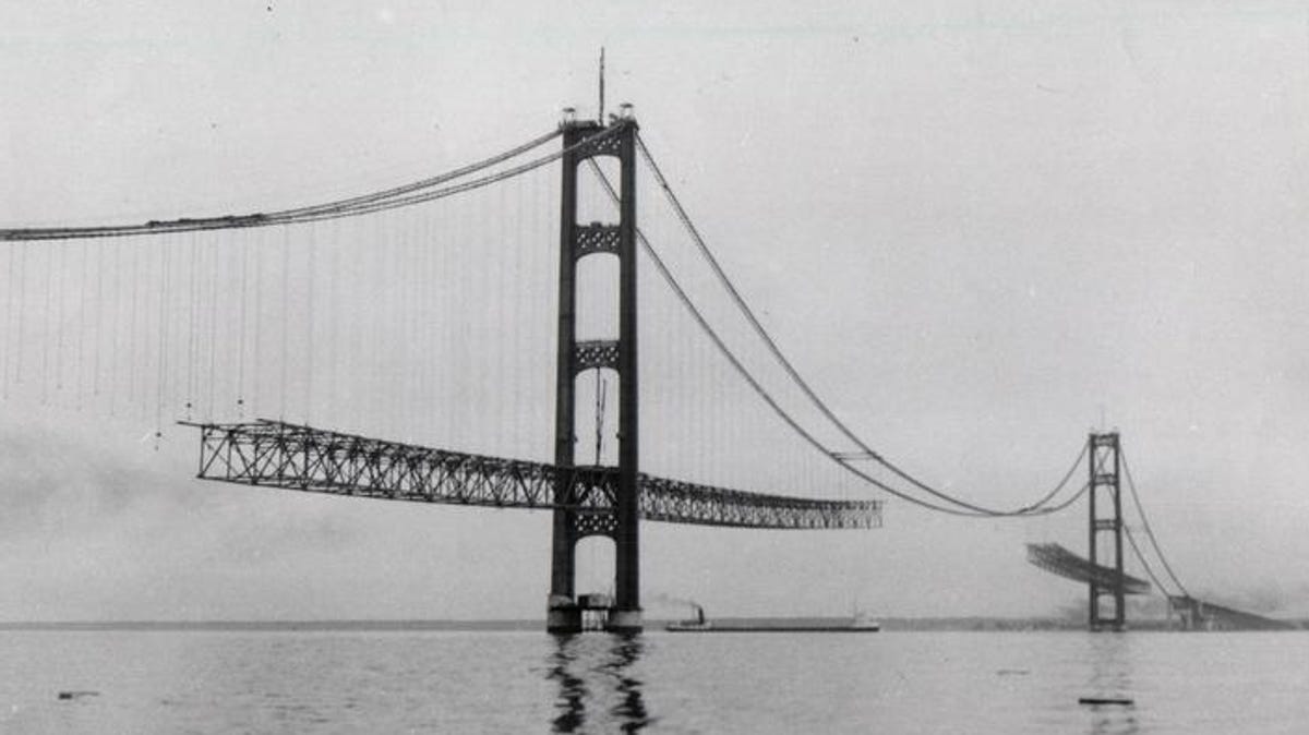 Mackinac Bridge construction