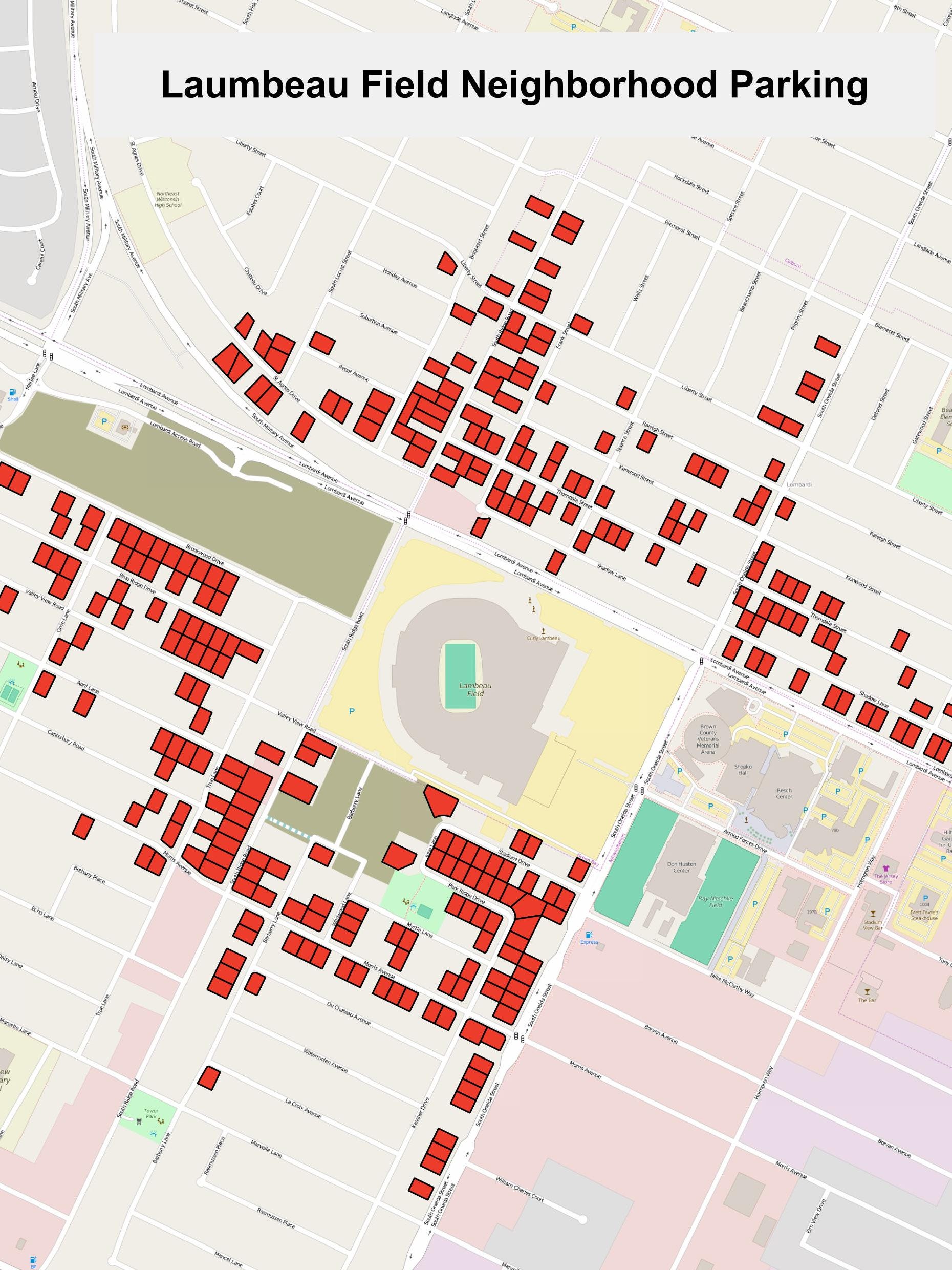 Neighbors Will Handle Badgers Game Parking   636075055445385953 Lambeau Parking No Prices 