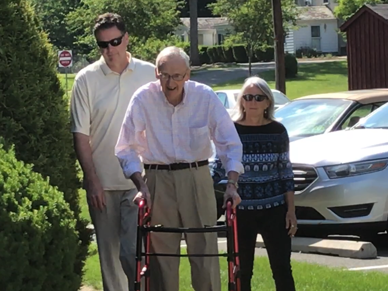 James Comey, left, attending church with his wife and his father.